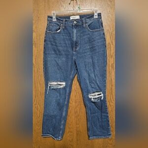 Abercrombie & Fitch Distressed Jeans Ankle Straight Ultra High Rise